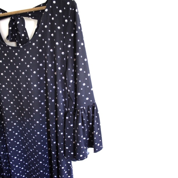 Nina Leonard Bubbles🫧3/4 flutter-sleeves Rayon Swing Dress w/ Pockets (Large) - Picture 3 of 8